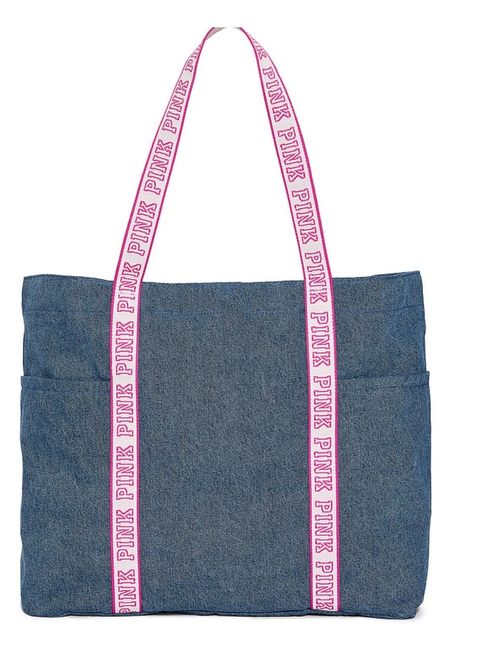 PINK Victoria's Secret Denim Diamanté Tote with Pink Logo Straps - Picture 2 of 3